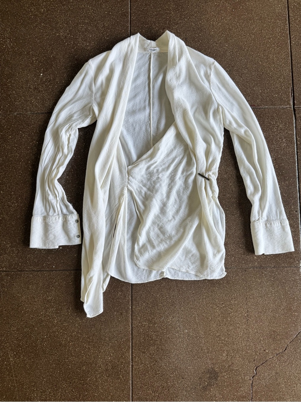 Helmut Lang White Open-Front Textured Cardigan